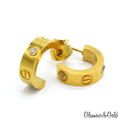 Серьги Cartier Love жёлтые классические с камнями
