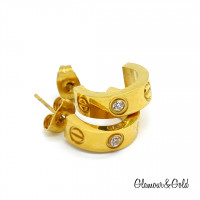 Серьги Cartier Love жёлтые классические с камнями