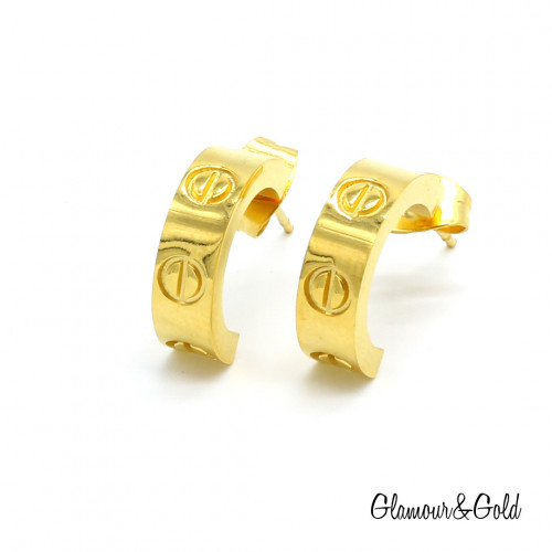Серьги Cartier Love жёлтые классические с камнями