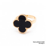 Кольцо Van Cleef 1 мотив черное в розовом