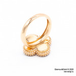Кольцо Van Cleef 1 мотив черное в розовом
