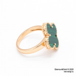 Кольцо Van Cleef 1 мотив зеленое в розовом