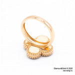 Кольцо Van Cleef 1 мотив зеленое в розовом