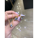 Комплект Cartier Люкс в серебре (серьги-гвоздики и подвеска)