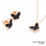 Комплект Sweet Alhambra Butterfly агат в розовом золоте
