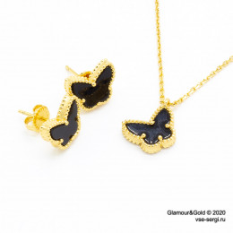 Комплект Sweet Alhambra Butterfly агат в желтом золоте