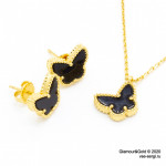 Комплект Sweet Alhambra Butterfly агат в желтом золоте