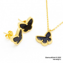 Комплект Sweet Alhambra Butterfly агат в желтом золоте