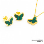 Комплект Sweet Alhambra Butterfly малахит в желтом золоте