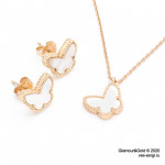 Комплект Sweet Alhambra Butterfly перламутр в розовом золоте
