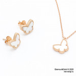 Комплект Sweet Alhambra Butterfly перламутр в розовом золоте