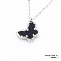 Кулон Alhambra Butterfly агат в белом золоте