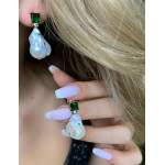 Серьги Celine серебряные с цирконом изумруд