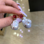 Серьги Celine серебряные с цирконом рубин
