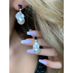 Серьги Celine серебряные с цирконом сапфир