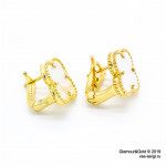 Серьги Van Cleef 1 мотив перламутр в желтом