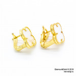 Серьги Van Cleef 1 мотив перламутр в желтом