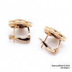 Серьги Van Cleef 1 мотив черные в розовом