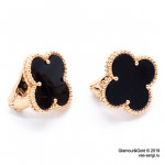 Серьги Van Cleef 1 мотив черные в розовом