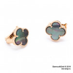 Серьги Van Cleef 1 мотив темный перламутр в розовом