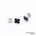 Серьги-гвоздики Van Cleef с агатом, 1 мотив, 1см