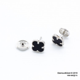 Серьги-гвоздики Van Cleef с агатом, 1 мотив, 1см