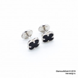 Серьги-гвоздики Van Cleef с агатом, 1 мотив, 1см