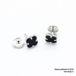 Серьги-гвоздики Van Cleef с агатом, 1 мотив, 1см