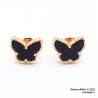 Серьги Alhambra Butterfly агат в розовом золоте