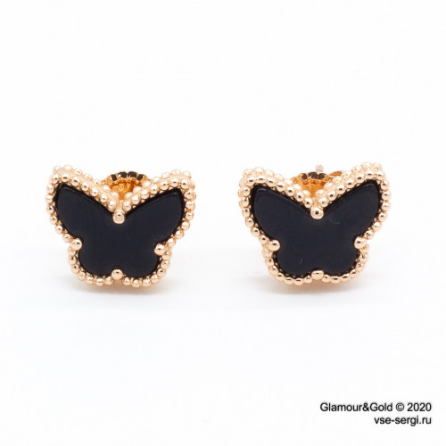 Серьги Alhambra Butterfly агат в розовом золоте