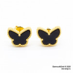 Серьги Alhambra Butterfly агат в желтом золоте