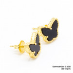 Серьги Alhambra Butterfly агат в желтом золоте