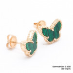 Серьги Sweet Alhambra Butterfly малахит в розовом золоте