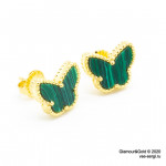 Серьги Sweet Alhambra Butterfly малахит в желтом золоте