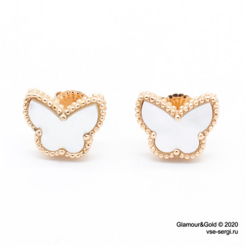 Серьги Alhambra Butterfly перламутр в розовом золоте