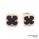Серьги Alhambra mini агат в розовом золоте 1см