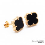 Серьги Alhambra mini агат в розовом золоте 1см