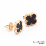 Серьги Alhambra mini агат в розовом золоте 1см