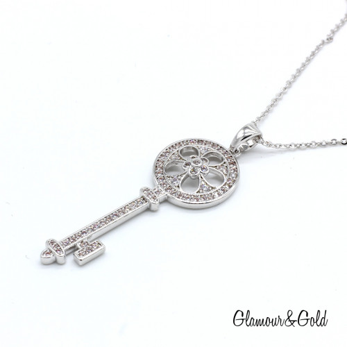 Кулон Tiffany Keys белый с камнями