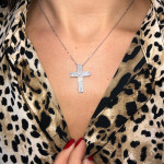 Крестик Tiffany Designer Jewelry белый с камнями