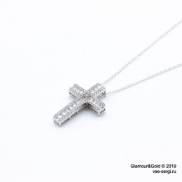 Крестик Tiffany Designer Jewelry белый с камнями
