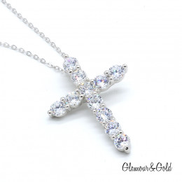 Крестик Tiffany Embrace белый с камнями