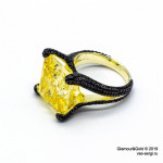 Кольцо Grisogono High Jewelry желтое с черными камнями (серебро 925)