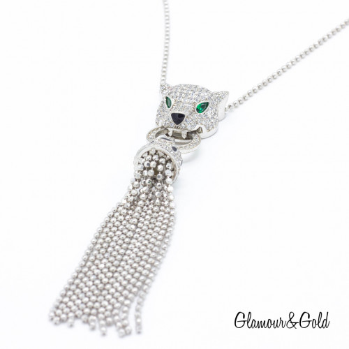 Кулон Cartier Panthere белый с камнями