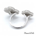 Кольцо Van Cleef 2 мотива зеленое в белом