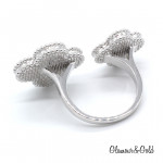 Кольцо Van Cleef 2 мотива перламутр в белом