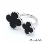 Кольцо Van Cleef 2 мотива черное в белом