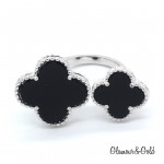 Кольцо Van Cleef 2 мотива черное в белом