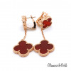 Серьги Van Cleef 2 мотива красные в розовом