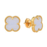 Серьги Van Cleef гвоздики сиреневые в желтом